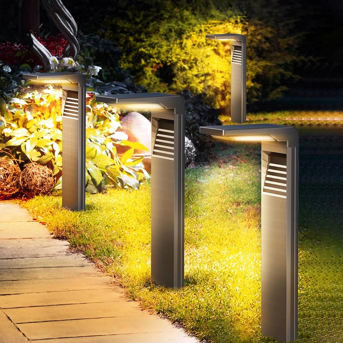 LED Solar Buitenlamp - Waterdicht - 4-delig - Zonne-energie met 2 Helderheid Modi - Voor Tuin en Buiten