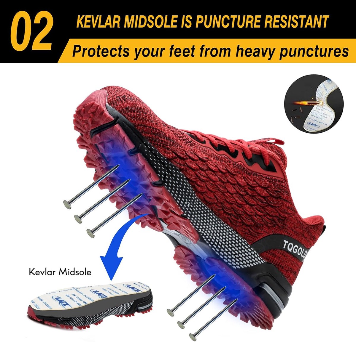 Veiligheidsschoenen unisex EU 36 - lichtgewicht - stalen neus - ademend en sportief - ShopVlot