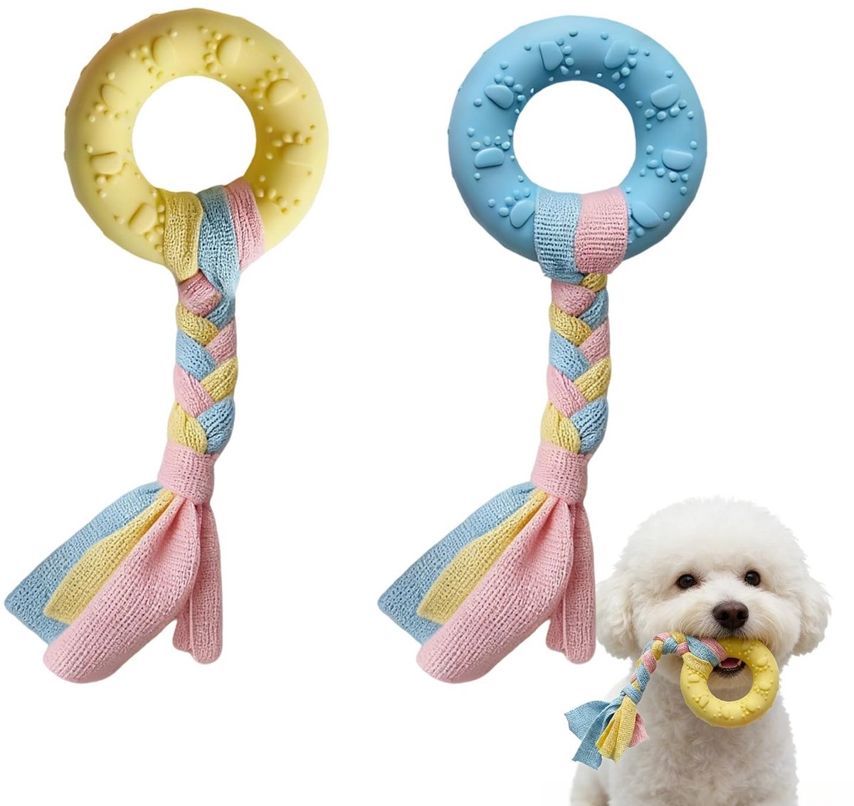 Solidchoice - Set van 2 Duurzame Honden Speelgoed Ringen