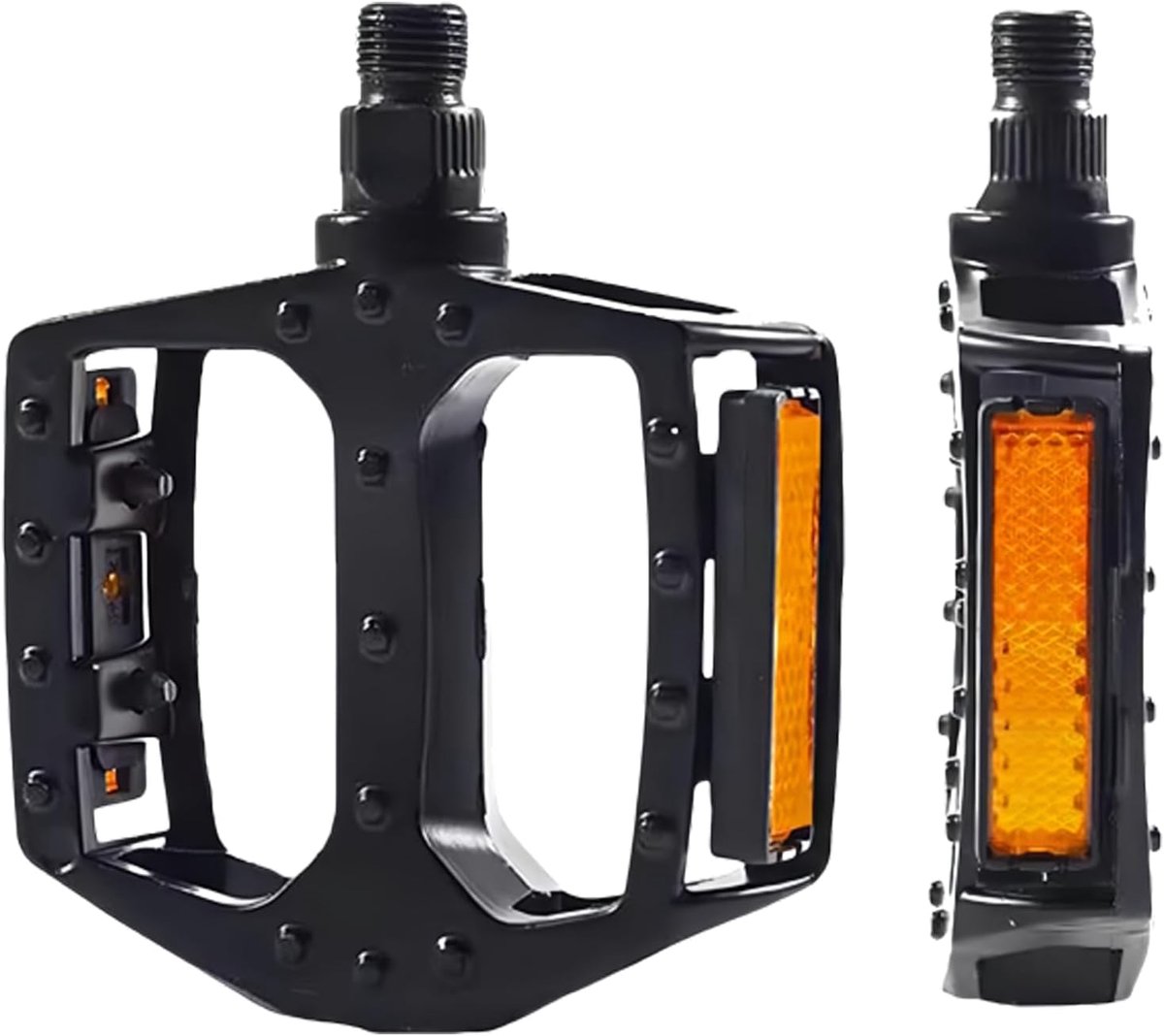 Bicycle Pedals 9/16 Inch Thread with Reflectors, Lightweight Aluminum Platform Bicycle Pedal for Road Bike and - ShopVlot