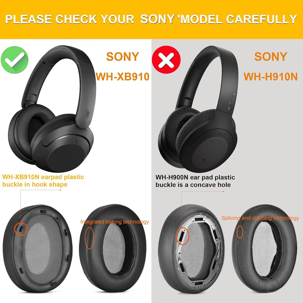 WH XB910N Replacement Ear Pads Compatible with Sony WH-XB910 XB910N Noise Cancelling Headphones, (Not Compatible with - ShopVlot