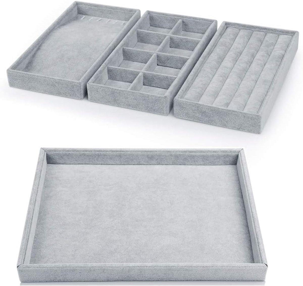 Oirlv 4-in-1 Velvet Jewellery Tray, Stackable, Jewellery Tray, Organizer, Tray, Jewellery Organizer, Tray for - ShopVlot