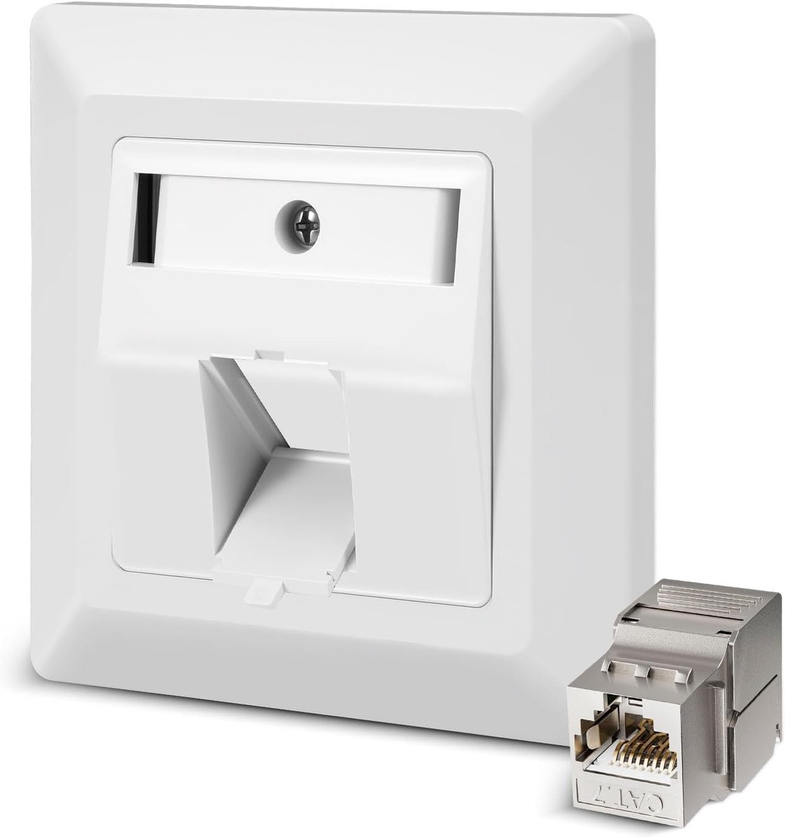 RUIZHI 1-Port CAT 7 Network Box, Flush-Mounted Socket, Universal, 10 Gbit/s, Keystone RJ45, Flush-Mounted Box - ShopVlot