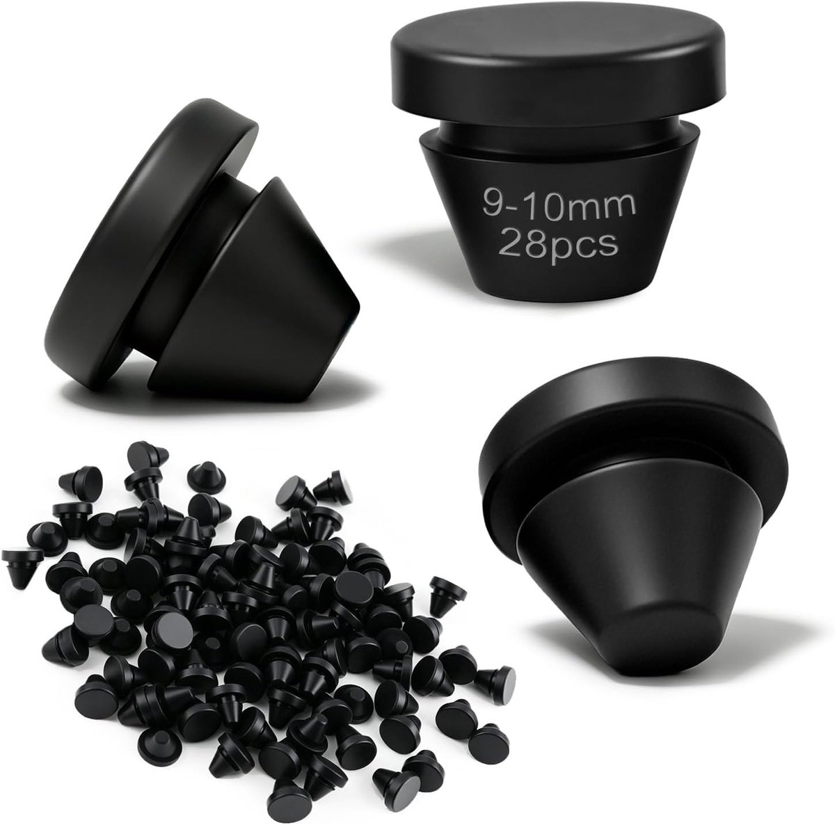 28pcs Rubber Stopper for 9-10mm Hole, Round Silicone Stoppers, Black Rubber Plugs, Hole Stops Waterproof Sealing - ShopVlot