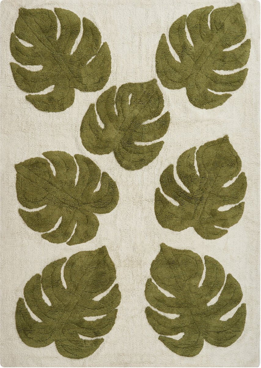 BOTANIST - Kindervloerkleed - Beige/Groen - 140 x 200 cm - Katoen