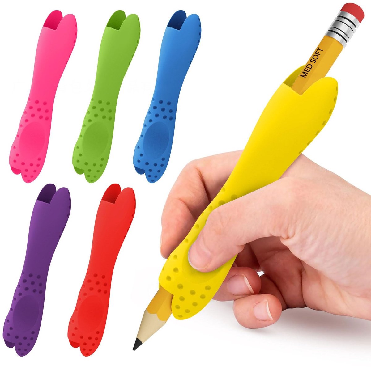 Solidchoice - 6 Stuks Siliconen Potlood Grip voor Kinderen en Volwassenen
