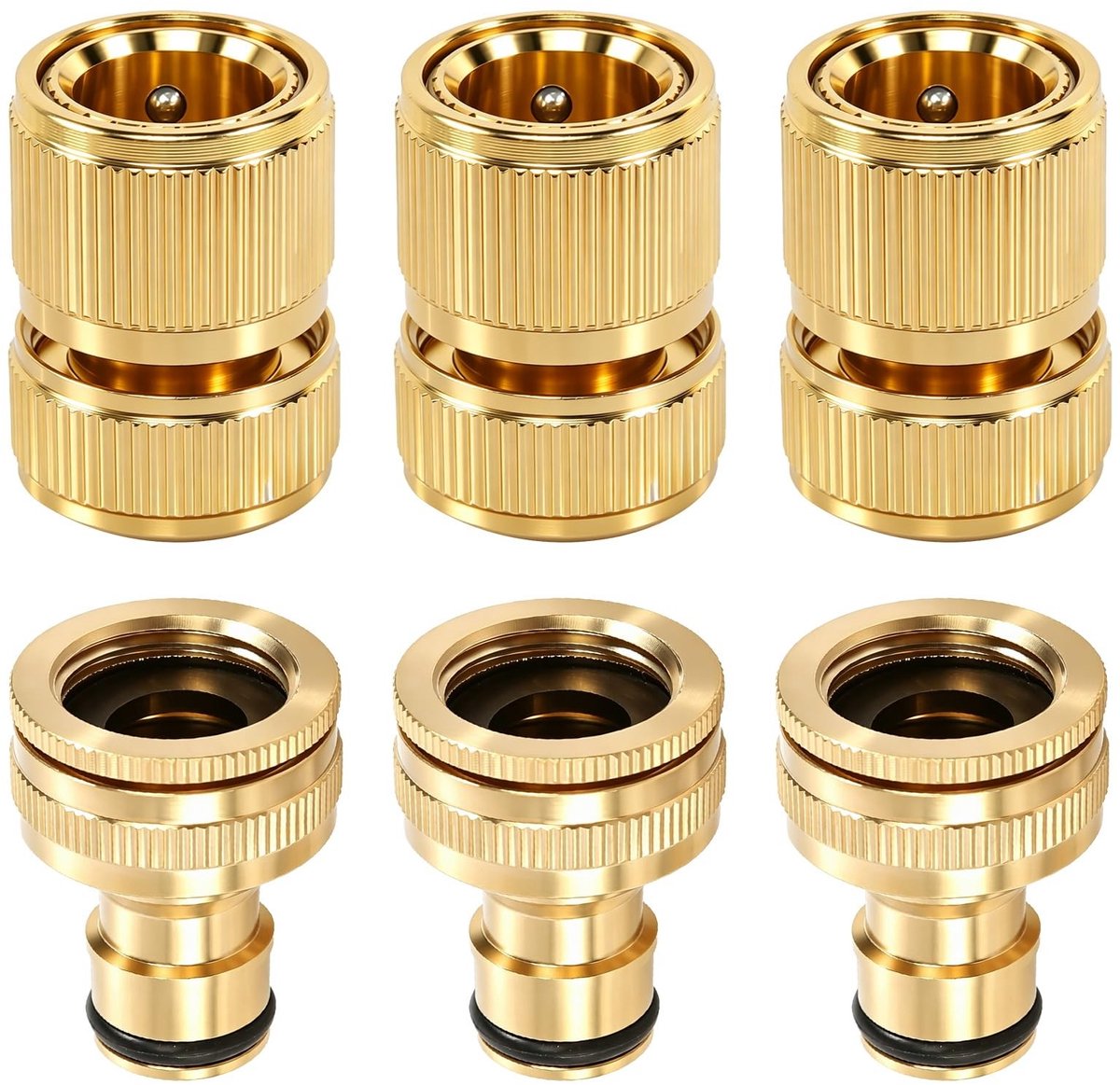 Solidchoice - 6 Stuks Messing Slangconnectoren voor Tuin en Keuken