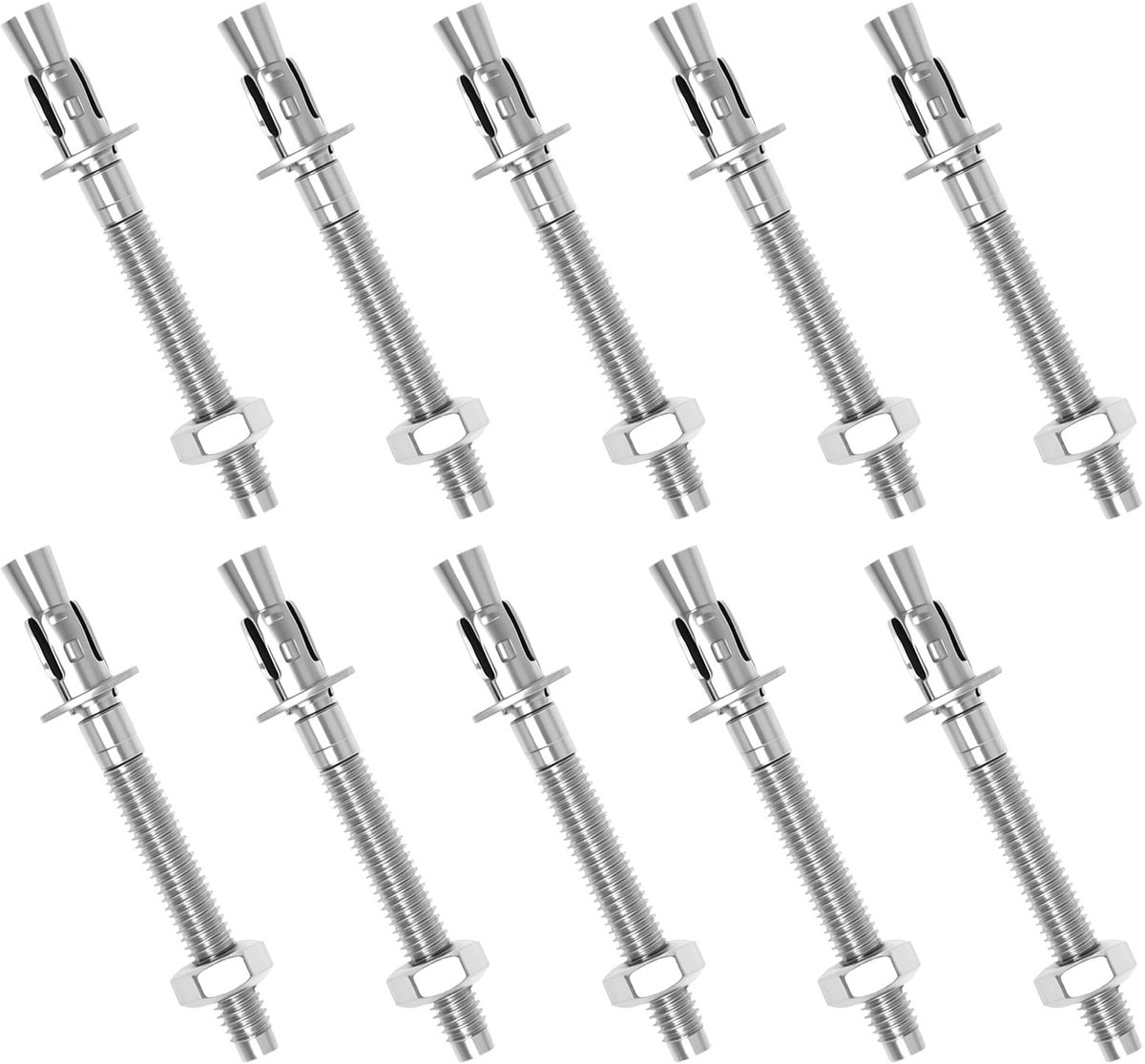 Solidchoice - Set van 10 Heavy Duty M8 Plugs met Moeren en Ringen