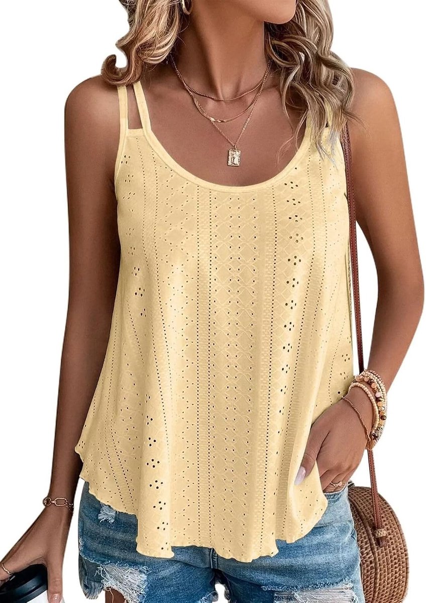 Tanktop dames S - zwart - spaghetti bovenstuk - mouwloos voor zomermode - ShopVlot