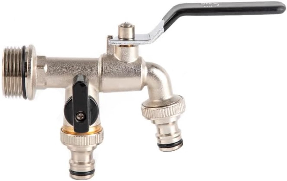 Buitentap 1 Inch Inlaat - Dubbele 3/4 Inch Uitlaat - Hoogwaardige constructie - Veelzijdig inzetbaar - ShopVlot