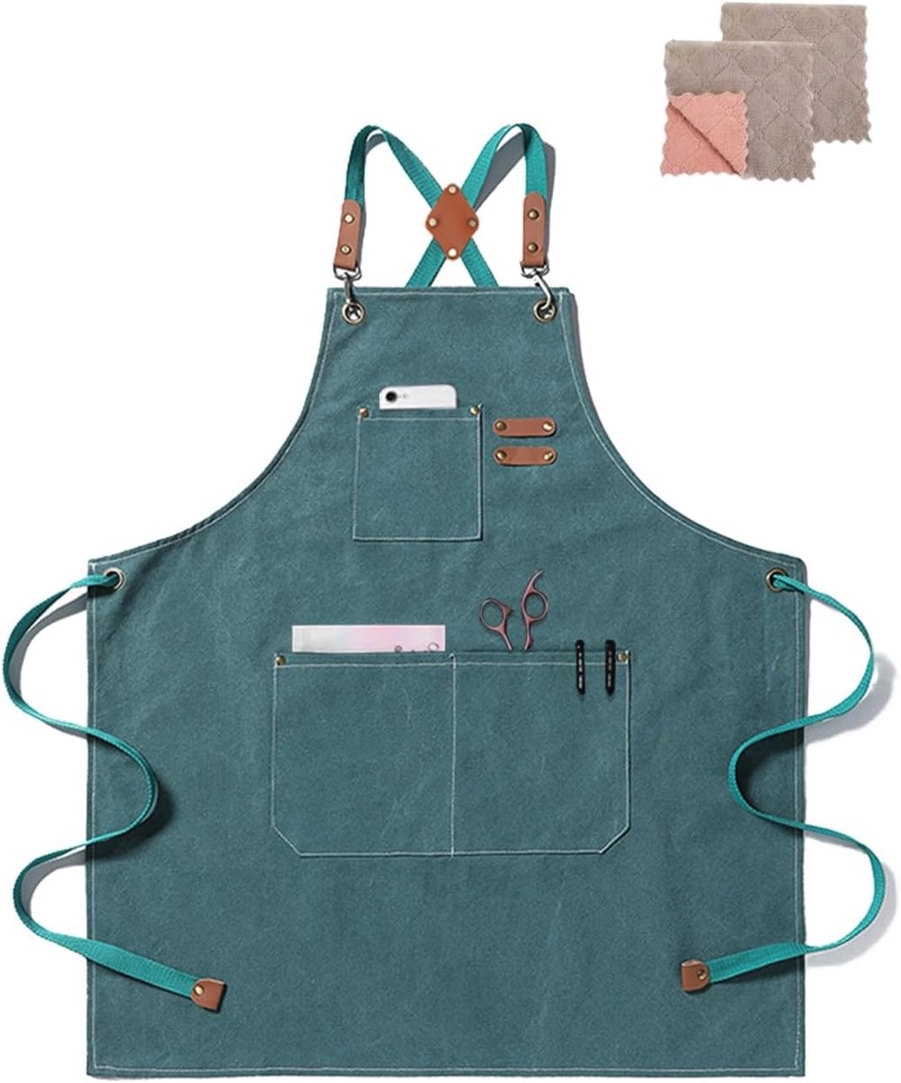 BBQ Schort Unisex Verstelbaar - Groen - 3 Zakjes - Ideaal voor Koken en Grillen - ShopVlot