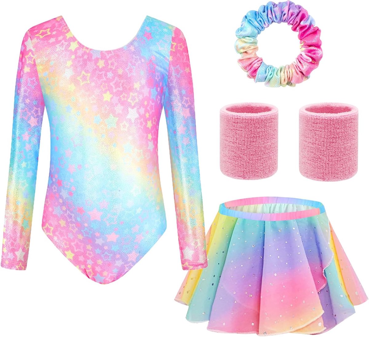 Gymnastiekpak meisjes 4-9 jaar - 5-delig set - mouwloos - perfect voor dans en gymnastiek - ShopVlot