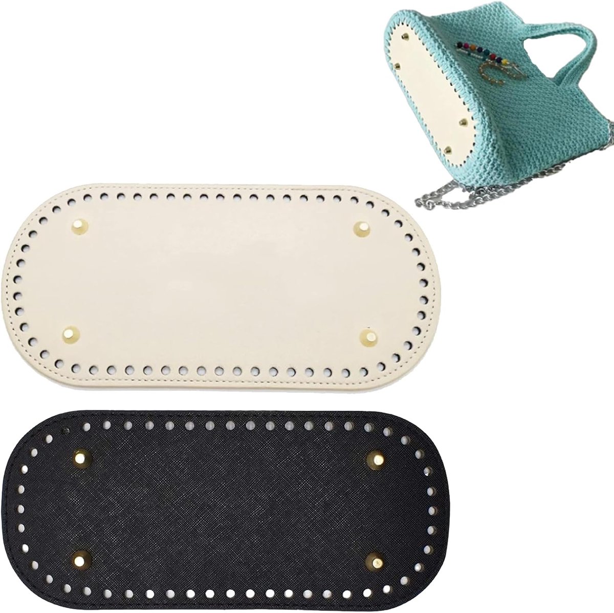 Crochet Bag Bottom 22 x 10cm - PU Leer - Ovaal - Geschikt voor handgemaakte tassen - ShopVlot