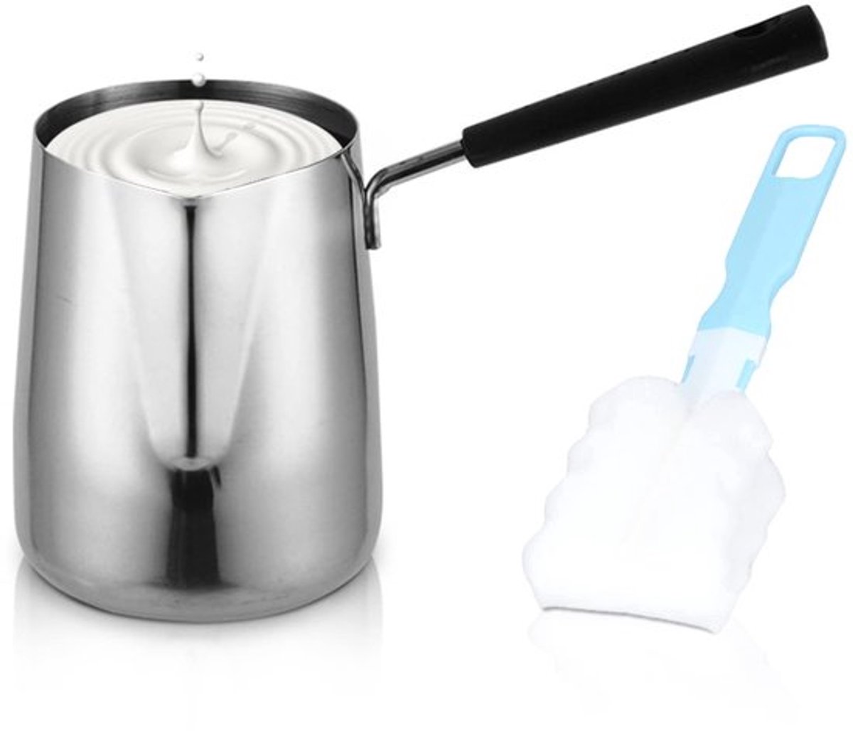 Turkse Koffie Maker Boter Verwarmer Mini RVS Griekse Koffie Verwarmende Smeltende Melkpan met Tuit voor Thuis Café, 350ml Koffie Verhitpan