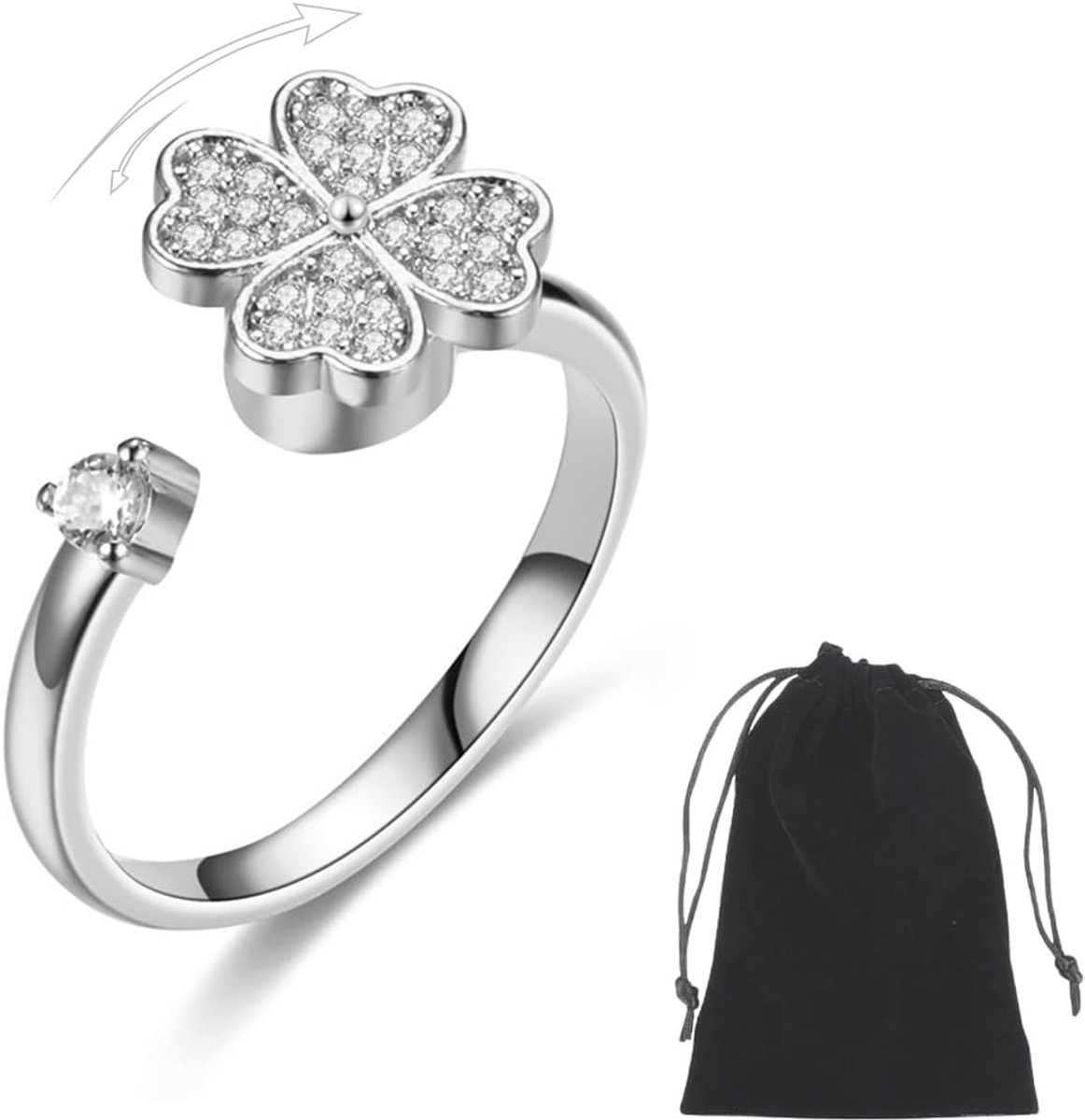 Fidgetringen voor angst - Zilveren open spinnerringen - Stapelbare anti-stress ringen - Verminder stress met stijl - ShopVlot