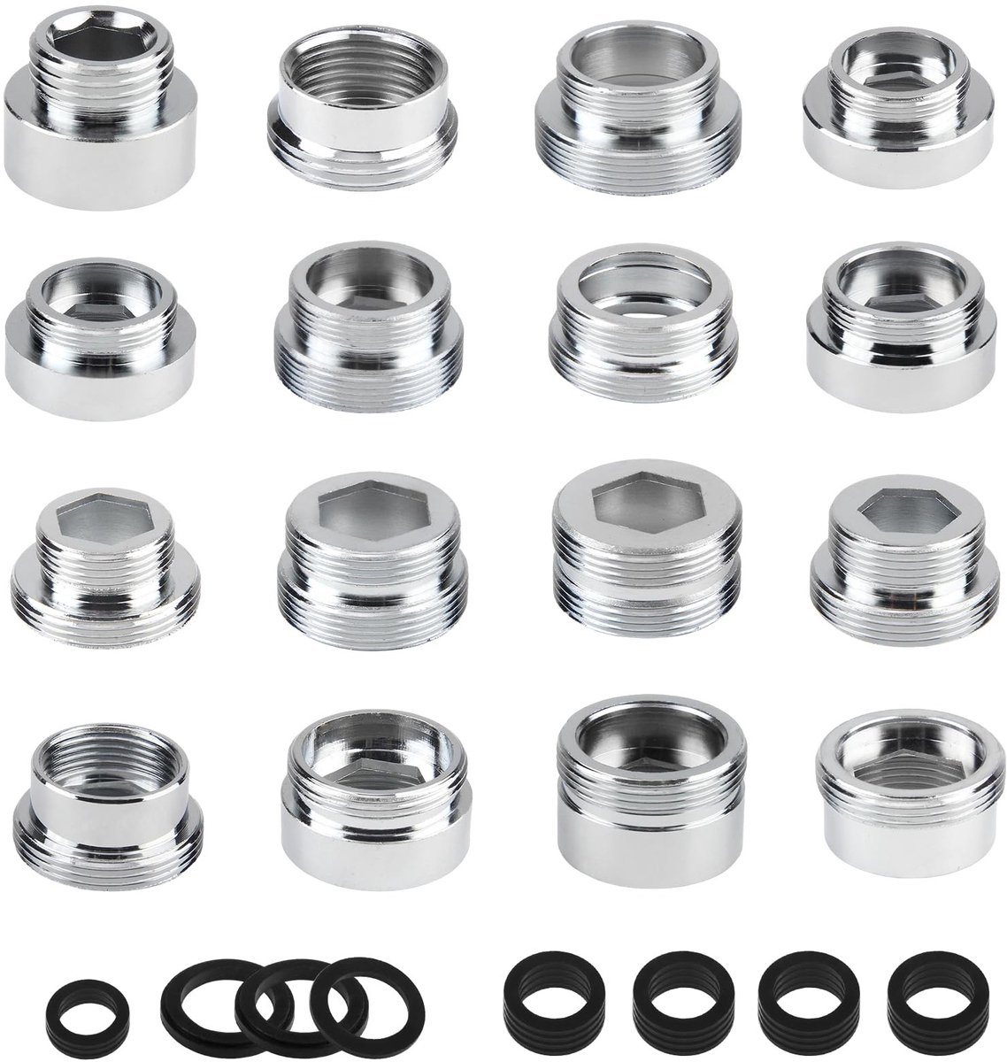 16 stuks Adapter voor 1/2 inch naar 28 mm met afdichting voor kraan - metalen en roestvrijstalen verbinding, essentieel gereedschap voor thuisgebruik en installatie