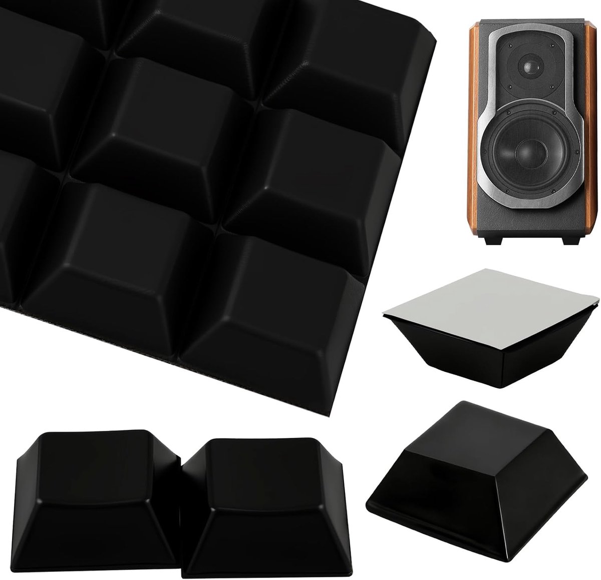 Rubberen voetjes 20 x 20 mm - zelfklevend - antislipbuffers - ideaal voor luidsprekers - ShopVlot