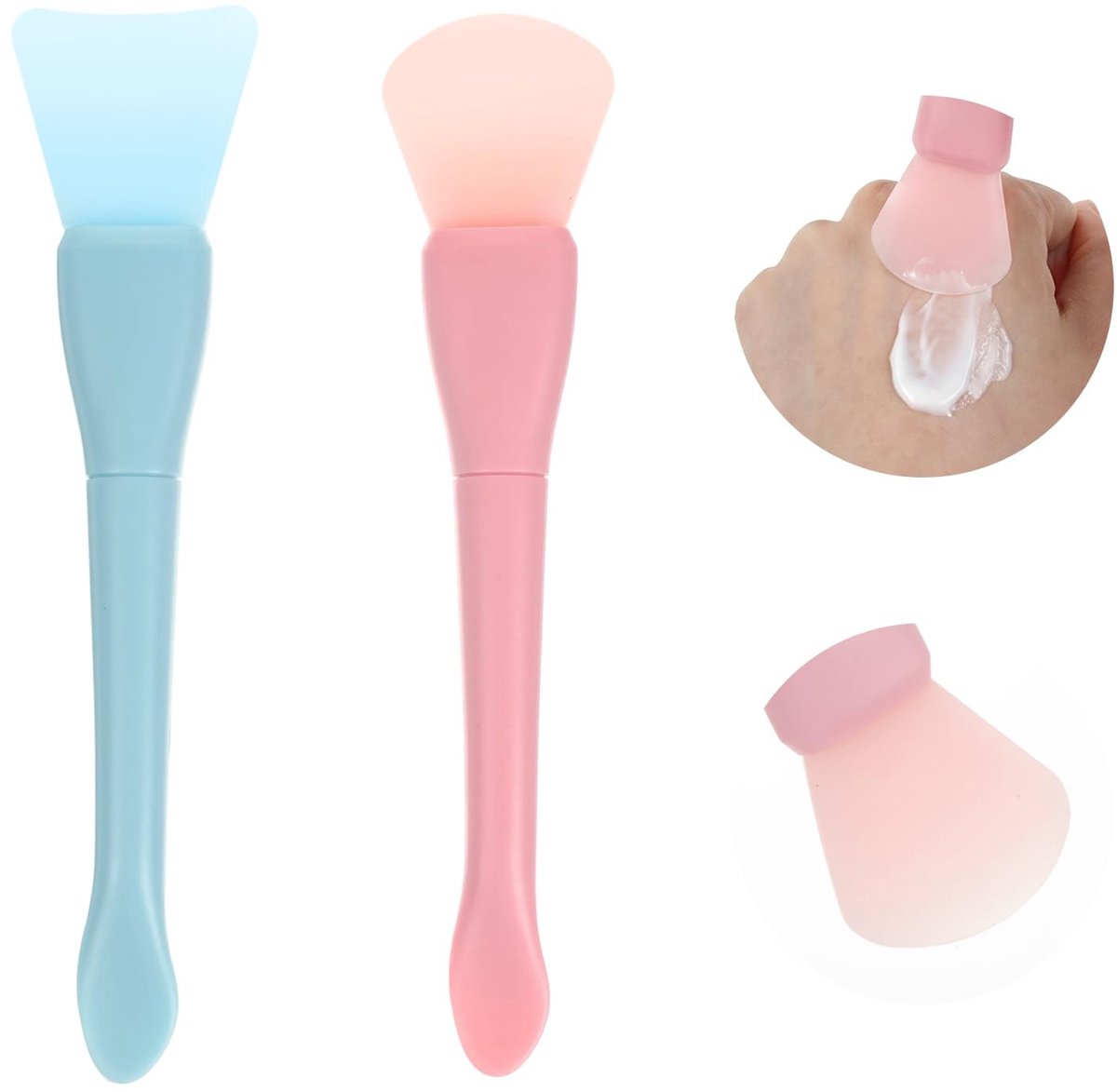 Set van 2 siliconen maskerkwasten voor gezichtsmaskers, flexibele applicators voor huidverzorging en reiniging