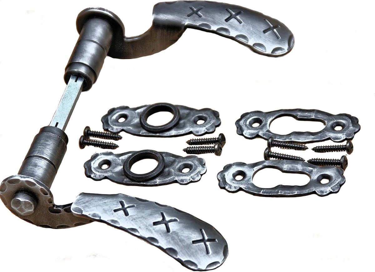 Retro Wrought Iron Door Handle - Galvanized Door Handle Set - Black Door Handle - Rustic Fittings - ShopVlot