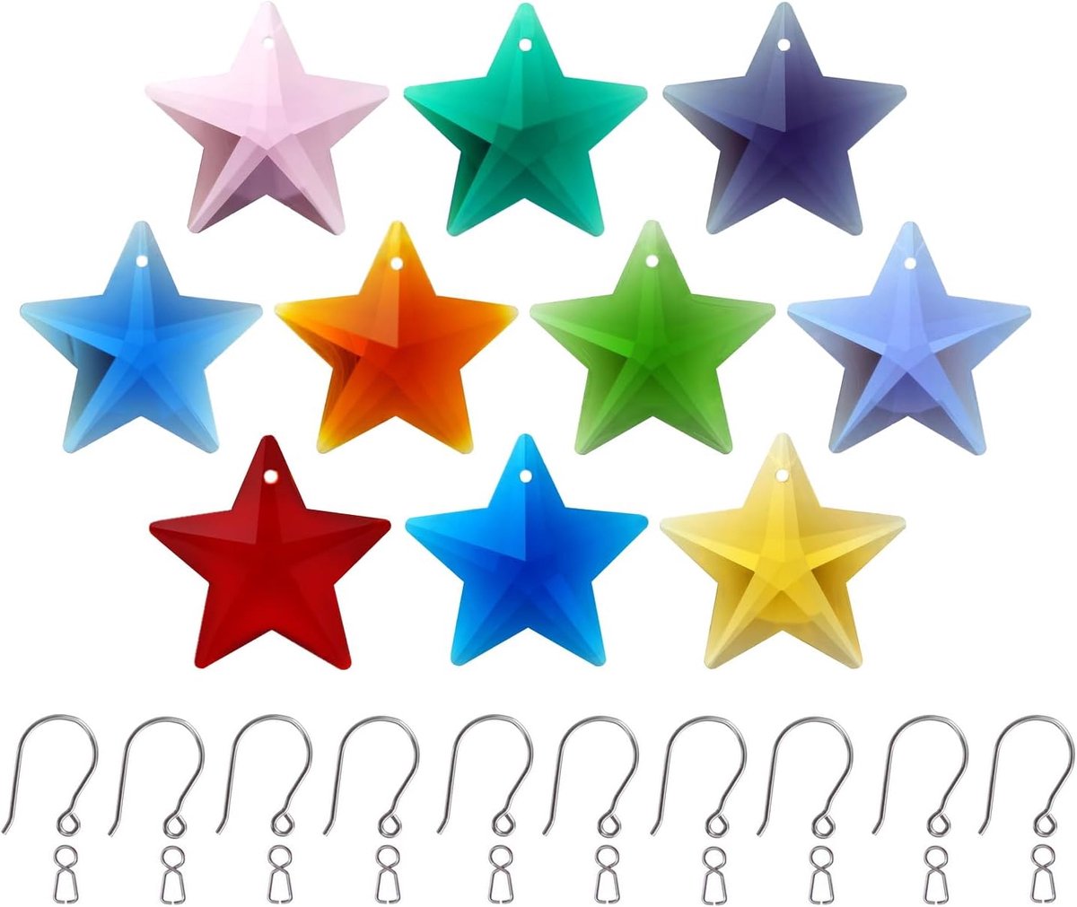 10pcs Crystal Sun Catcher Prism Multicolor Pendants Crystal Glass Star Ornament Pendant for Chandeliers, Window Home - ShopVlot