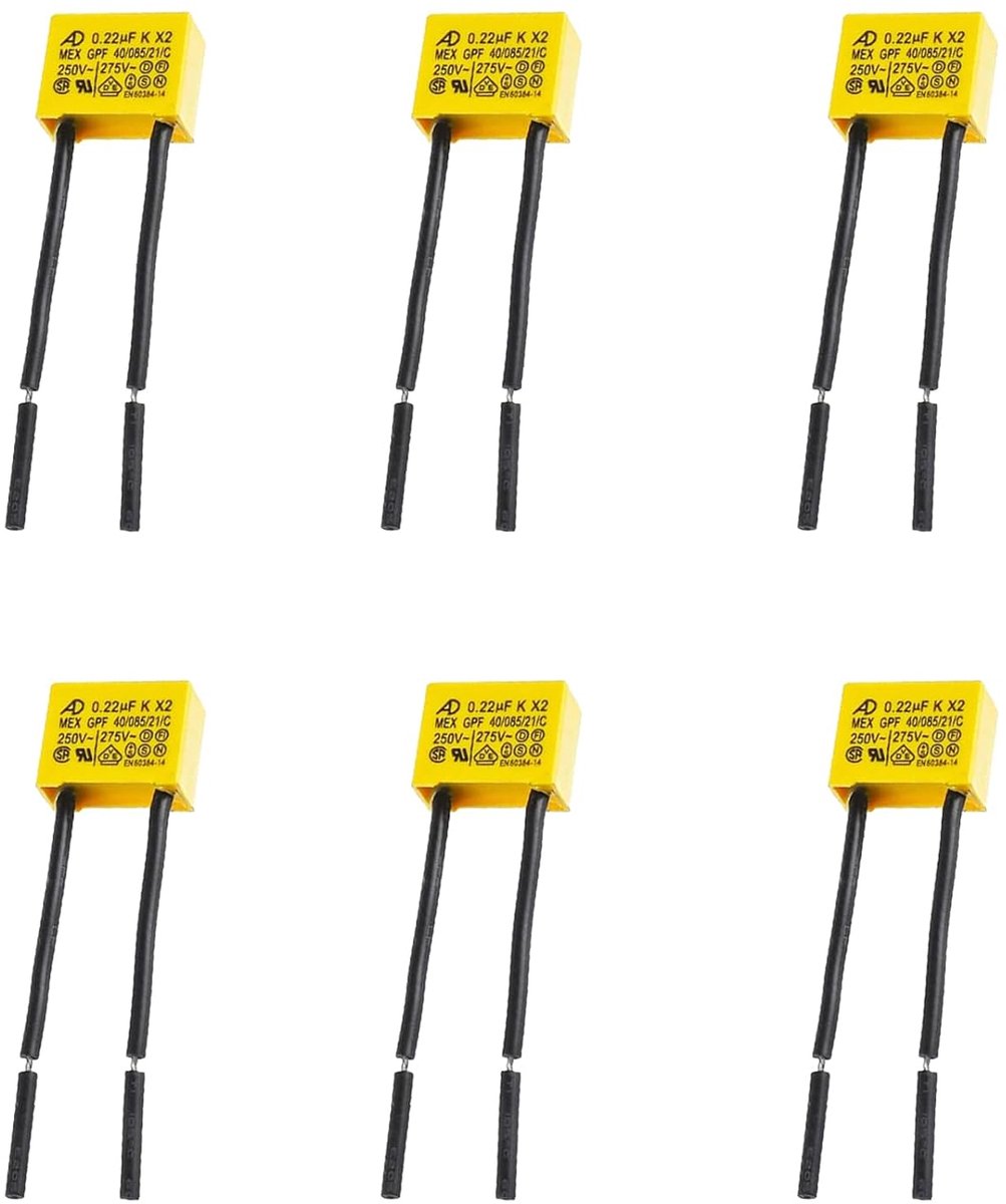 6 pcs 0.22 uF 275 V X2 Safety Capacitors for LED Lighting, High-Density Circuit Boards, Flashing Lights, Signal and - ShopVlot