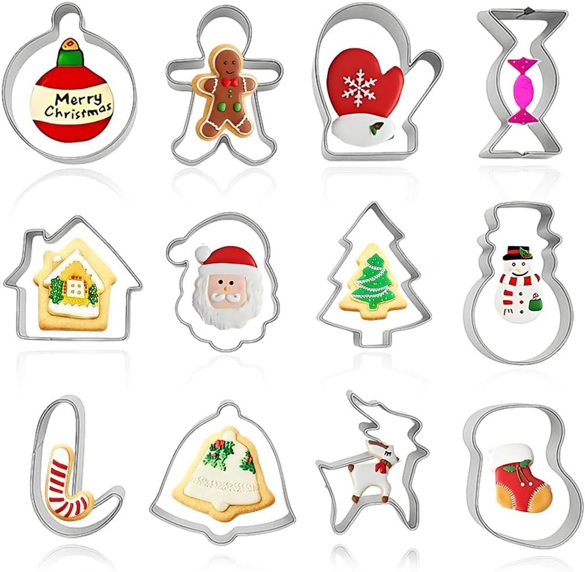Uitsteekvormen voor Kerstmis, 12 stuks, koekjessnijders, roestvrij staal, metaal, Kerstmis in de vorm van dwerg - ShopVlot