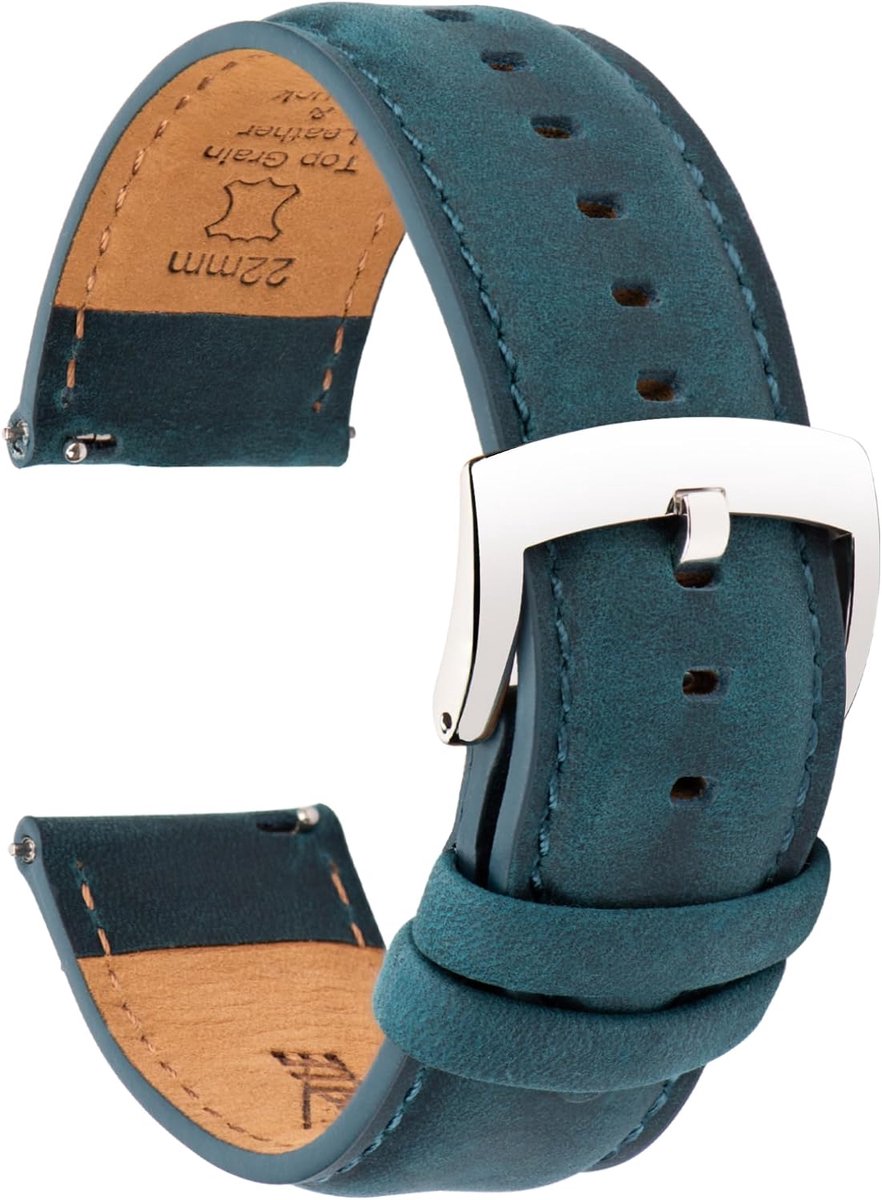 Leather Watch Bands with Quick Release 18mm 19mm 20mm 21mm 22mm, Vintage Elegant Watch Straps of Genuine Top Grain - ShopVlot