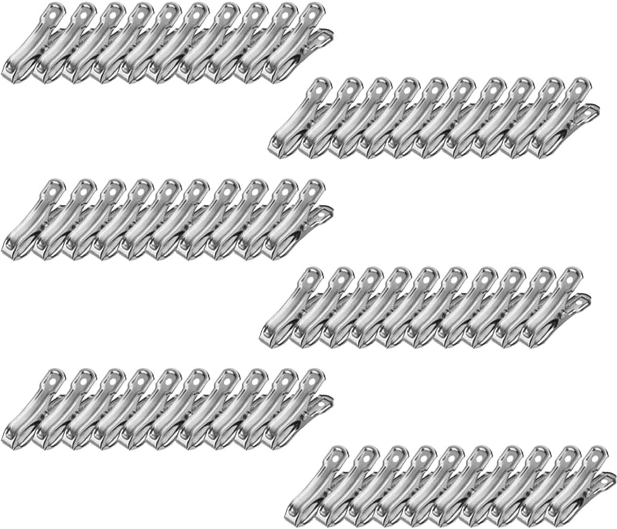 60pcs Stainless Steel Beach Towel Clips, Clothespins for Daily Use Bath Towel, Bedding and Thick Clothes(1.7cm) - ShopVlot