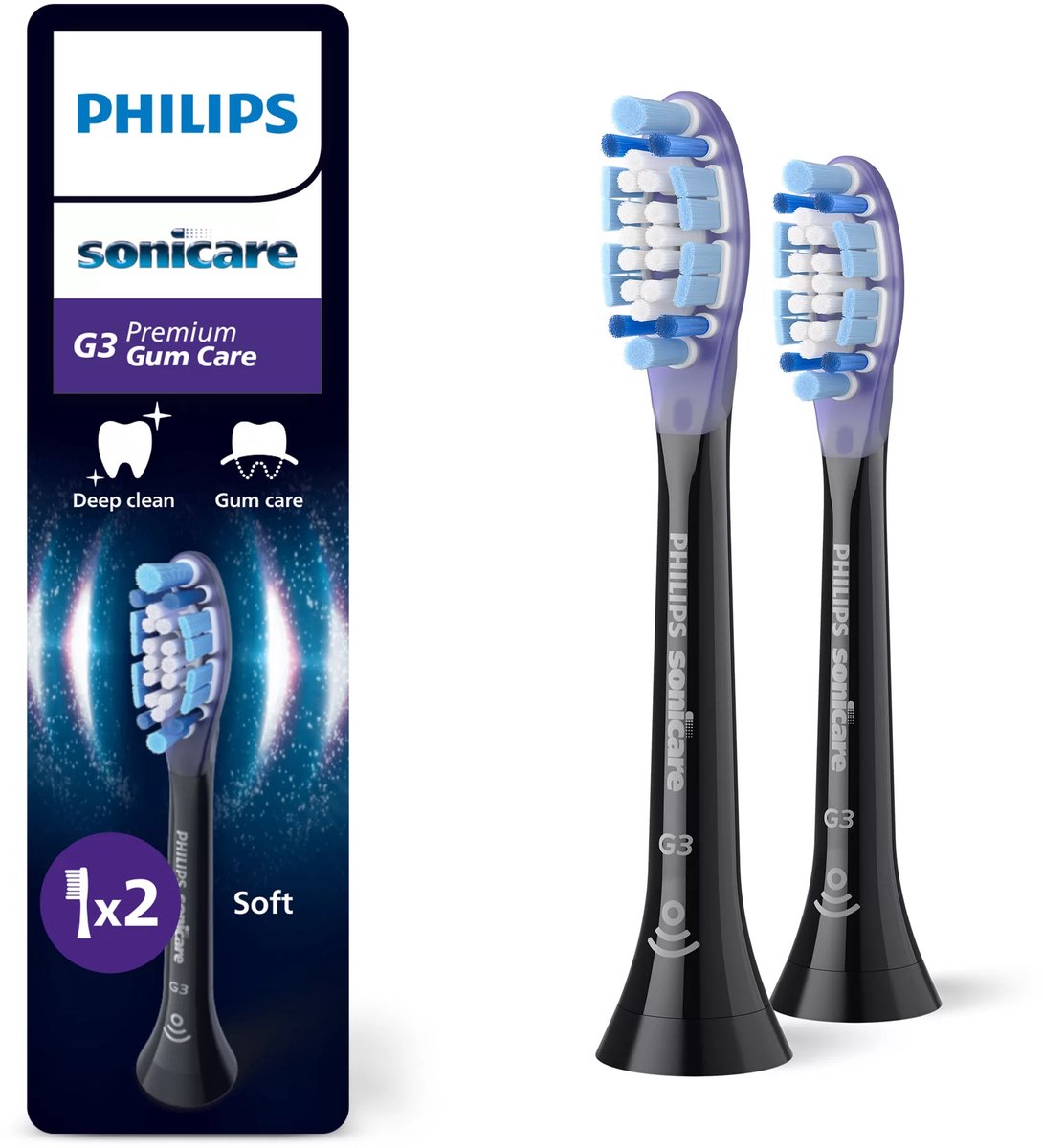 Philips Sonicare Premium GumCare - Opzetborstels voor Elektrische Tandenborstel - Zwart - 2 Stuks - HX9052/88