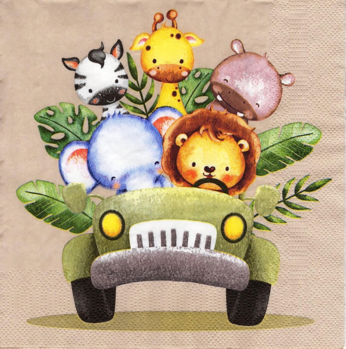 Servetten safaridieren in de auto - 20 stuks - 3-laags - ideaal voor kinderverjaardag - ShopVlot
