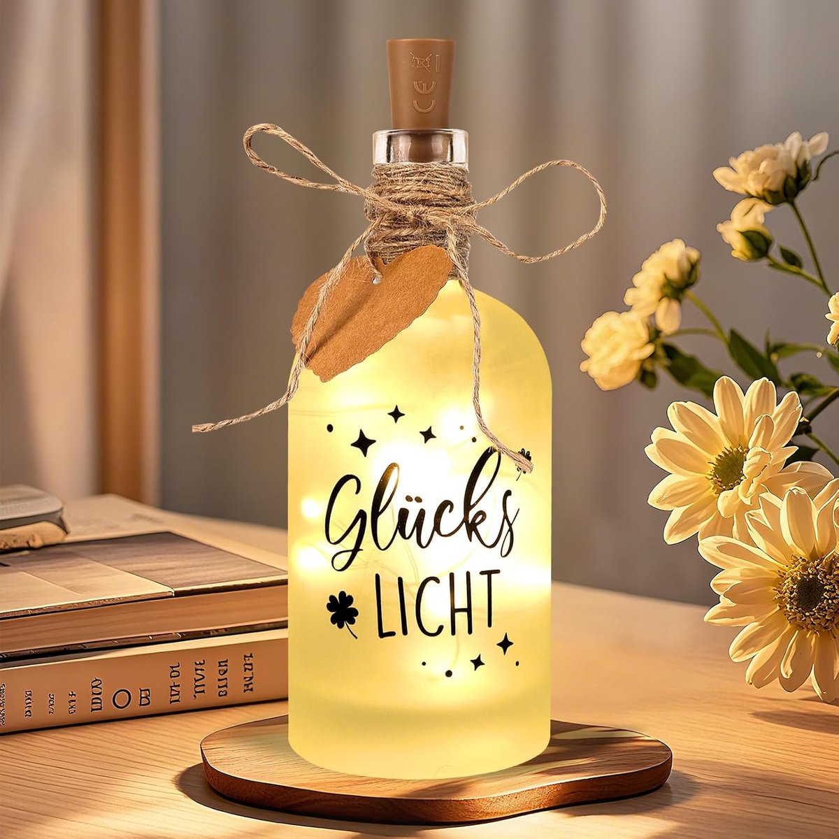 Led-flessenlicht geluksbrenger met feeënlichten, gepersonaliseerd cadeau voor vrouwen, verjaardagscadeau voor - ShopVlot