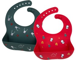 Little Dimsum Bibs 2Pcs Silicone Bibs Baby Food Easy Adjustable and Wipeable Soft Waterproof Bibs Perfect Crumb - ShopVlot