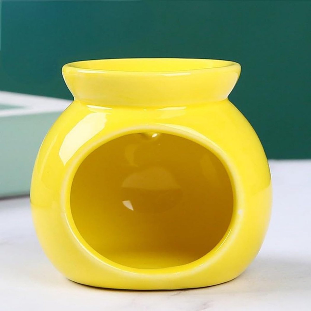 Aroma Lamp Metal Tea Light Holder Ceramic Scented Lamp Ceramic Wax Meltburner Small Size Yellow - ShopVlot