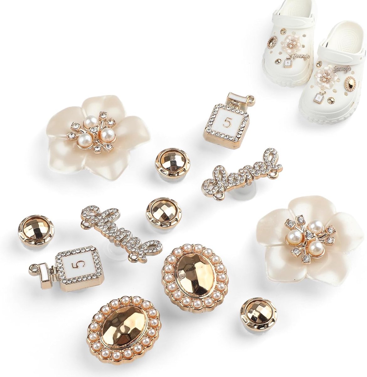 12 pieces shoe accessories, jewellery and charms for women, decoration and personalization, pins and charms for clogs - ShopVlot