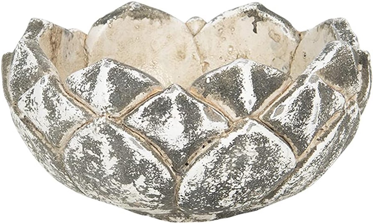 Clayre & Eef Flower Pot Indoor Ø 15 * 8 cm Grey Stone Round Pot Plant Pot Pot - ShopVlot
