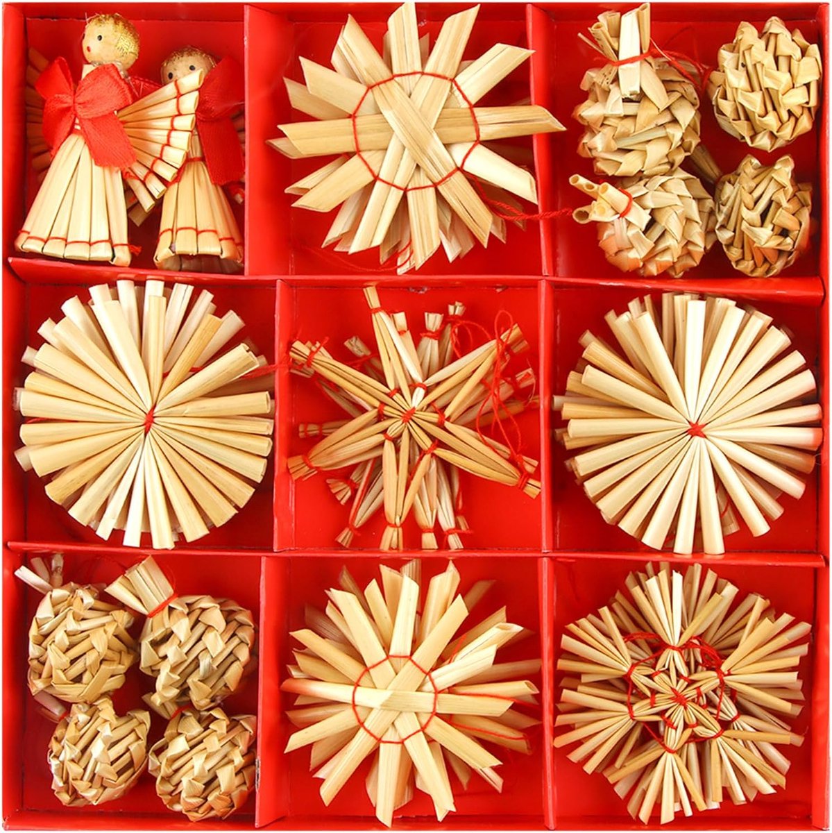 HYran Straw Hangers for Christmas Tree, 34 Pieces, Christmas Tree Decorations for Christmas Tree, Straw Christmas Tree - ShopVlot