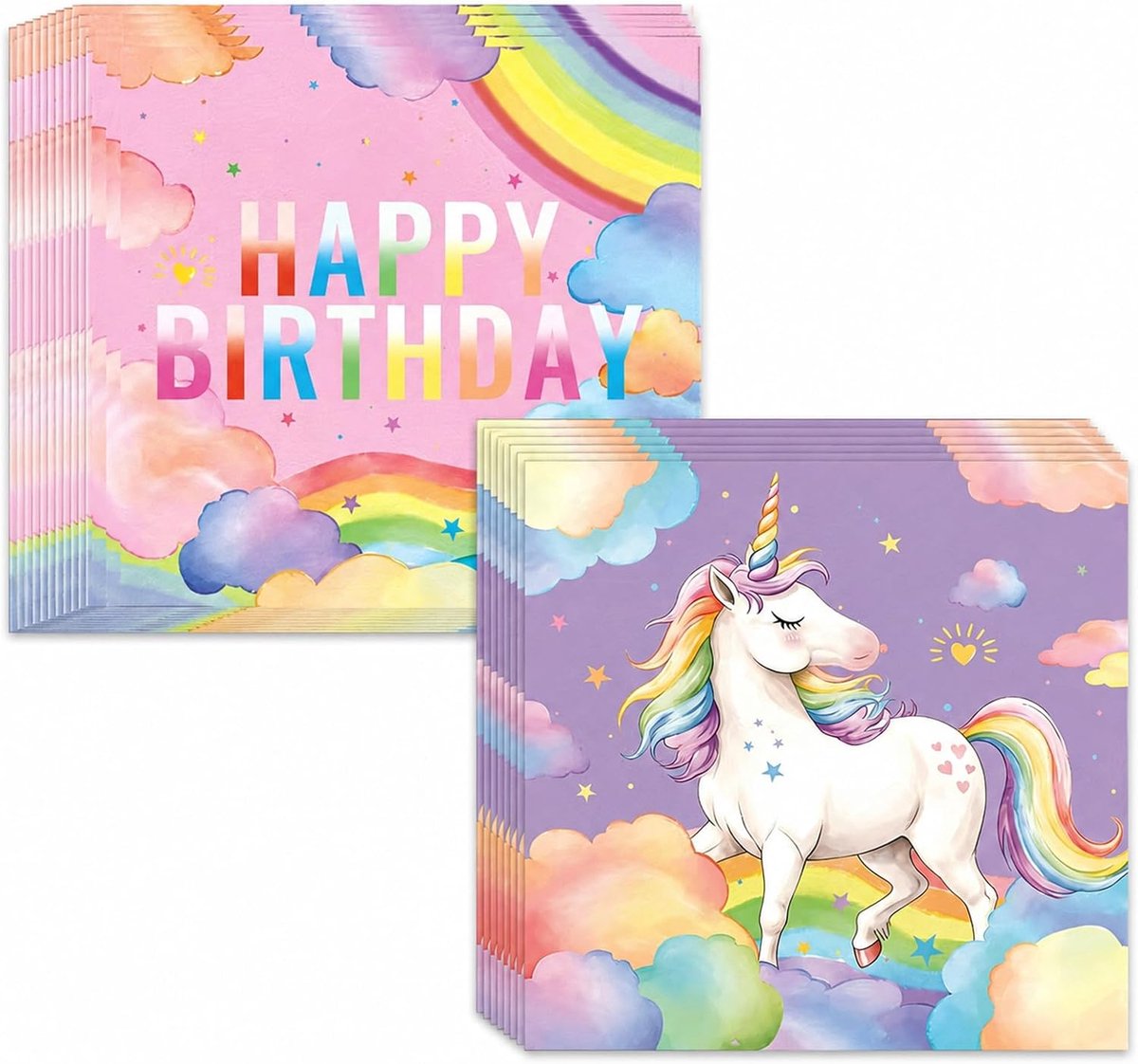 Koboko Servetten met eenhoorn-motief, regenboogmotief, 20 stuks, voor kinderverjaardag - ShopVlot