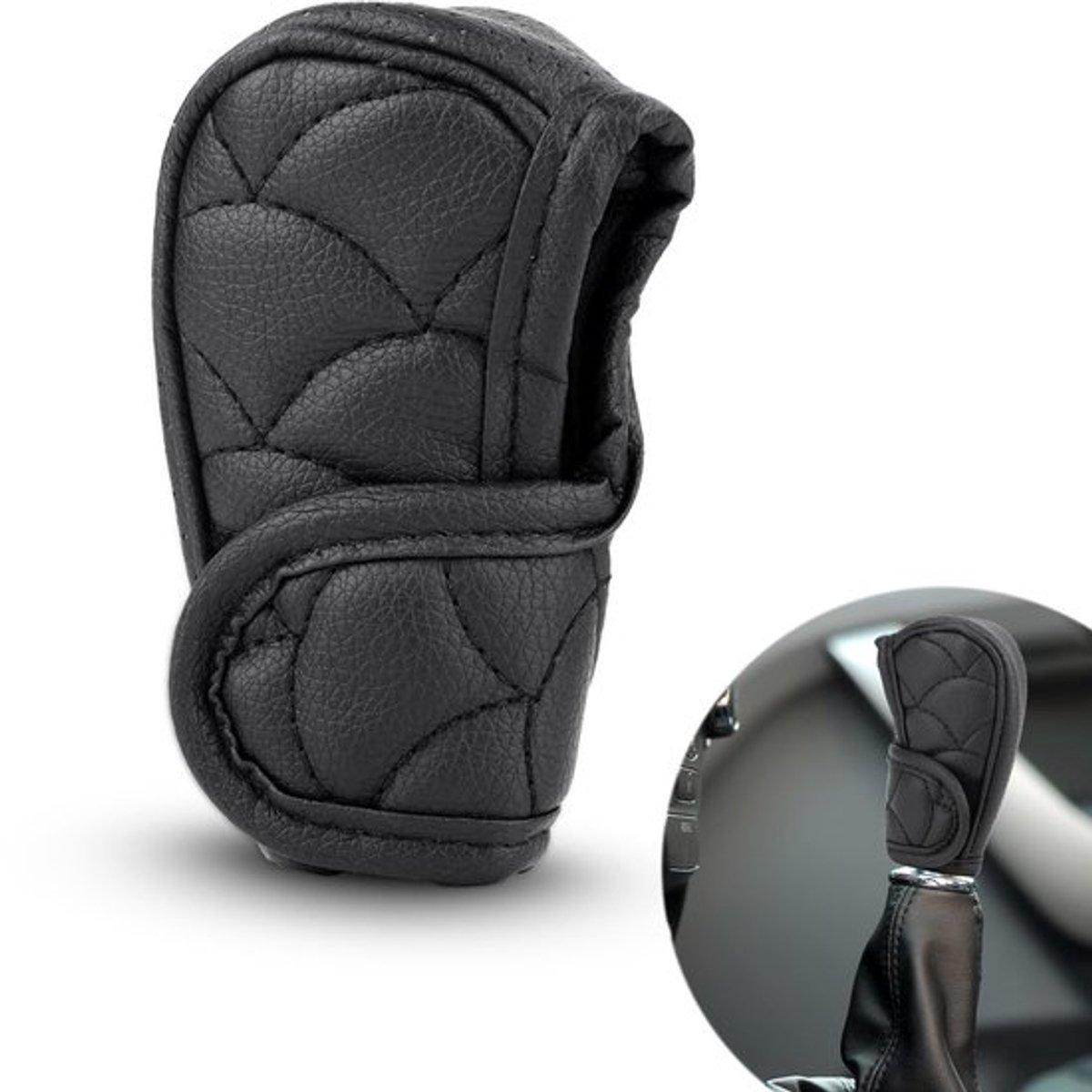 Versnellingspookafdekking Ademend - PU Zwart - Universele Stofkap - Auto-Interieuraccessoires - 12x7x4,5 cm - Bescherming en Comfort - Schakelknop