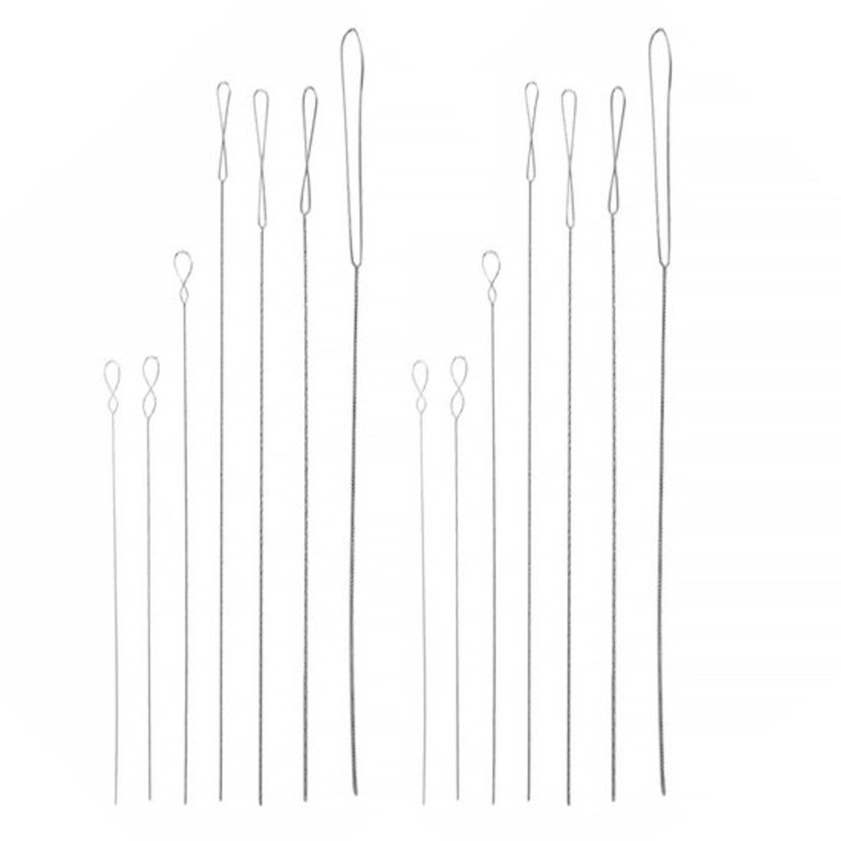 Naalden 14 Stuks - Roestvrij Staal - Kralennaalden - Grote Oog Naalden - Maten 0,15 mm tot 0,7 mm - Voor Sieraden Maken
