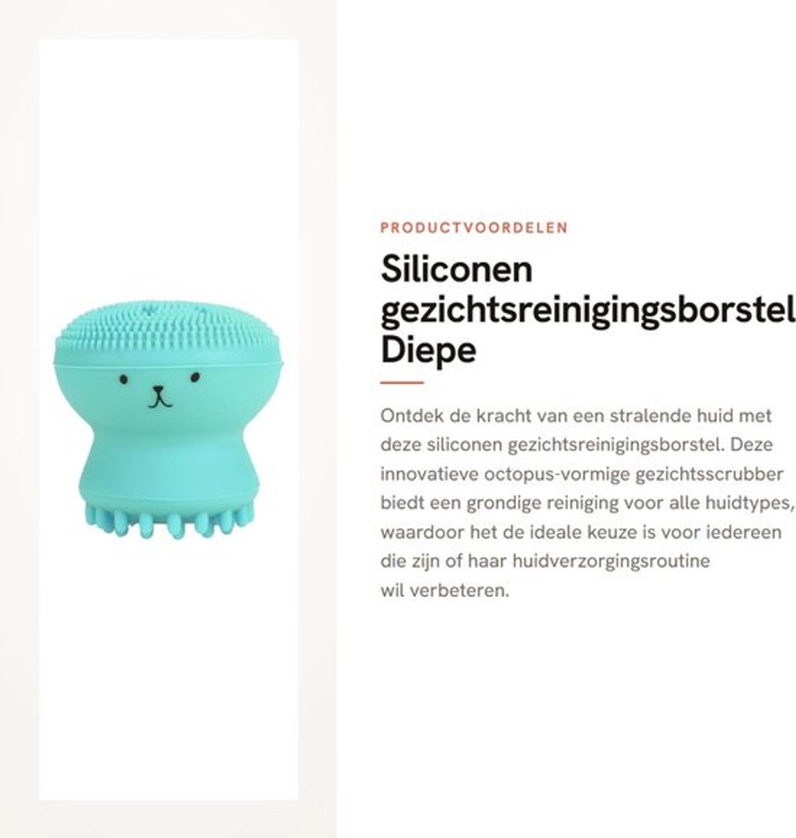 Gezichtsreinigingsborstel Waterdicht - Octopusvorm - Exfoliator - Poriënreinigingsborstel - Geschikt voor alle huidtypes - 5,7 x 5 cm - Gezichtsscrubber