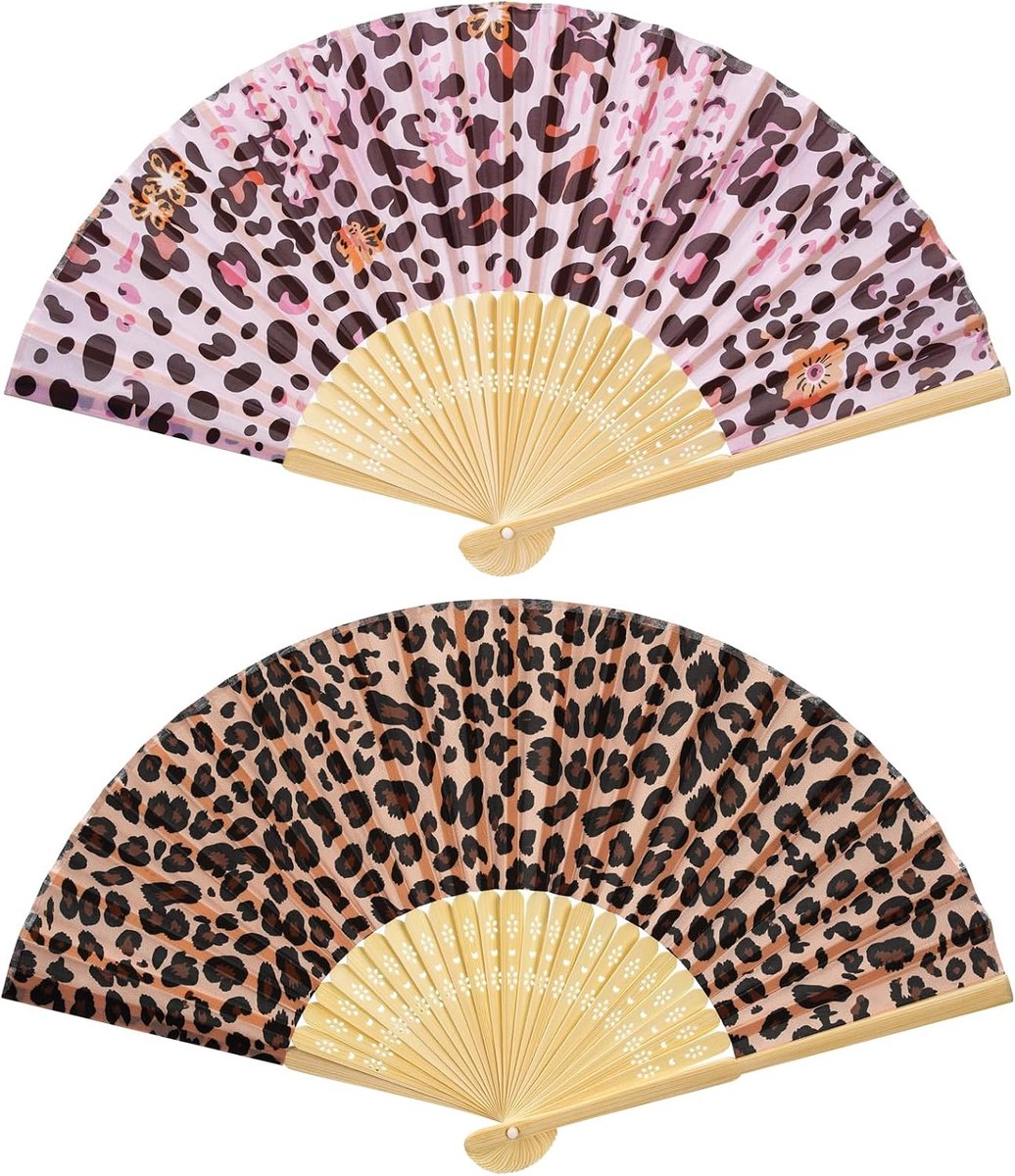 Vouwfan set van 2 - kleine stoffen handfans - vintage stijl - perfect voor bruiloften en dans - ShopVlot