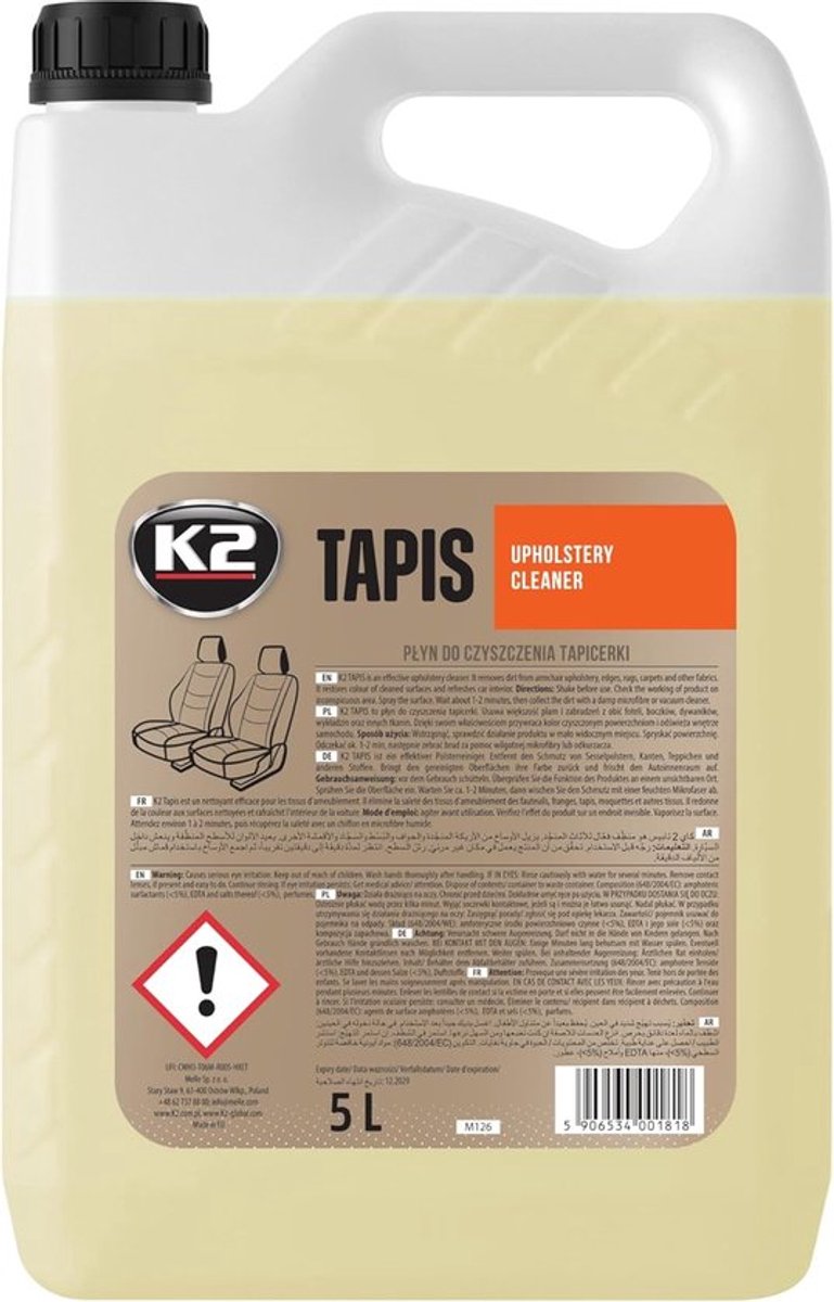 SnelShoppen - Car Seat Cleaner Foam 5L - Universele Vloer- en Bekledingreiniger voor Auto-interieur, Vlekverwijderaar, Herstelt Kleuren, Ideaal voor M