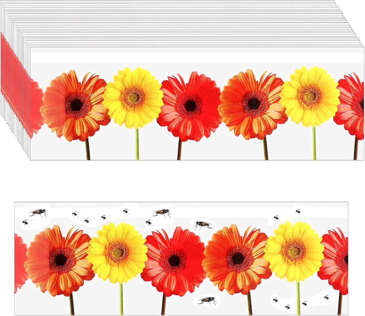 Vliegenvanger 30 Pack - Plakstrips met bloemenontwerp - Ideaal voor binnen - Effectieve vangst van vliegen - ShopVlot