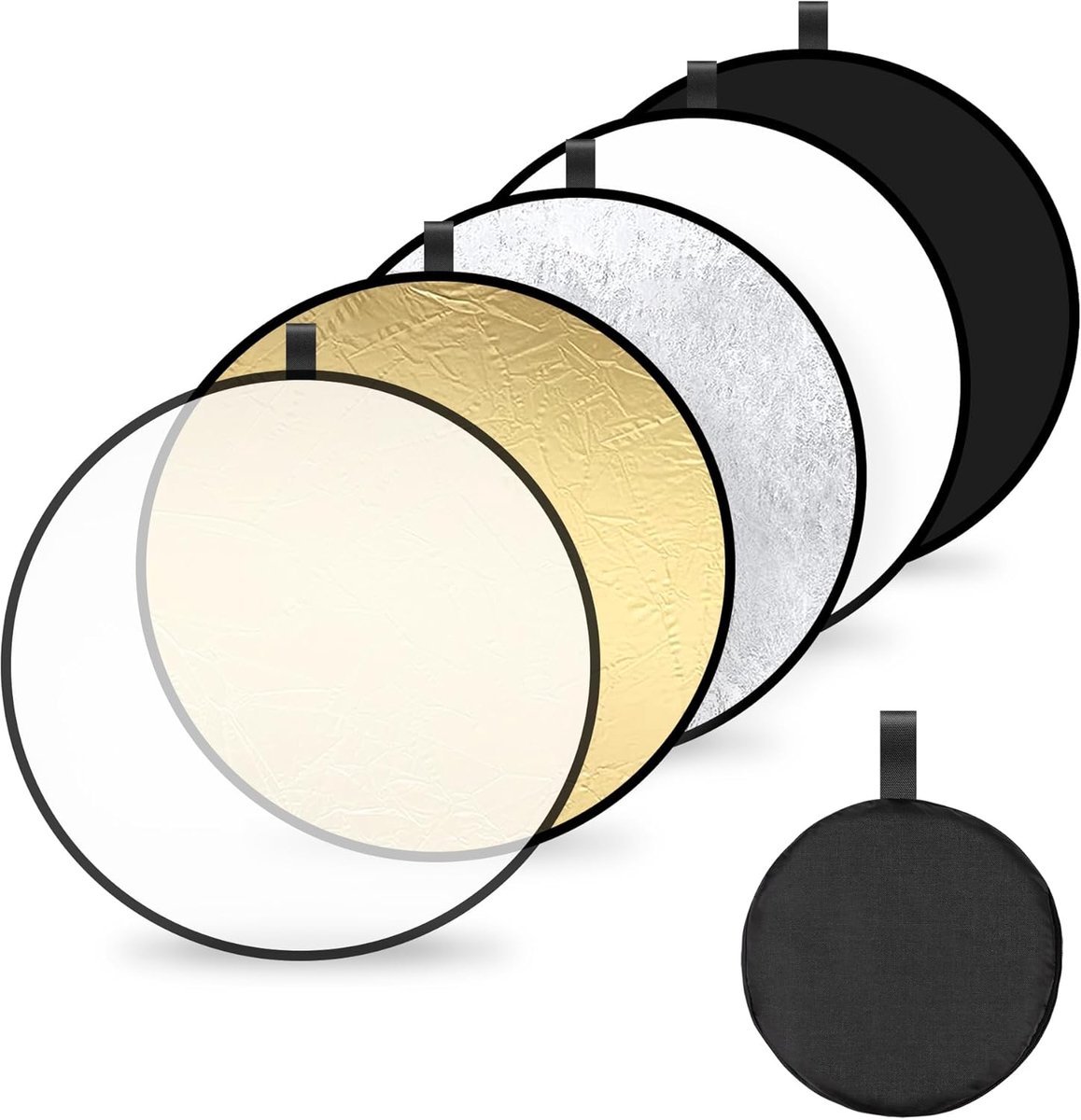 Fotografie reflector 80cm - 5-in-1 opvouwbaar - duurzaam materiaal - ideaal voor portretfotografie - ShopVlot