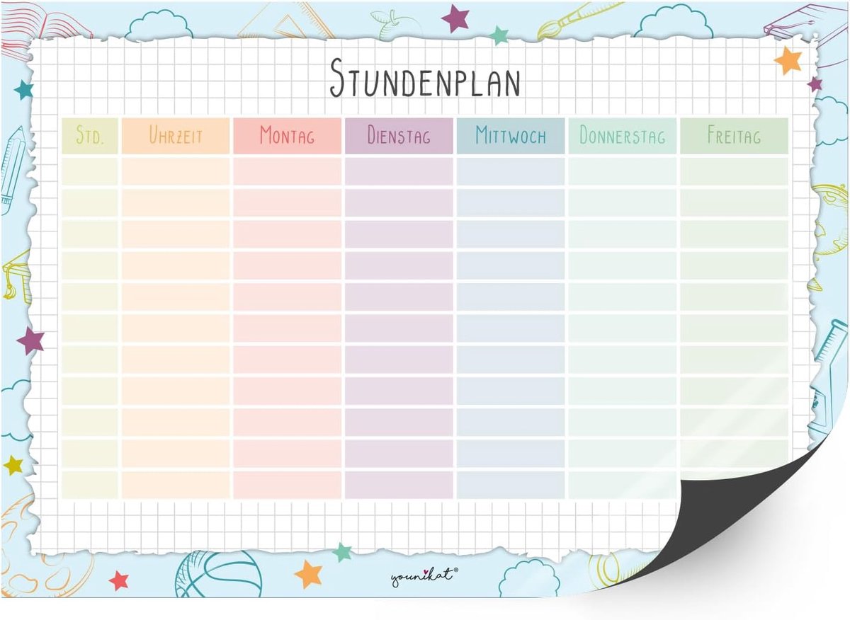 Uitwisbare planner DIN A4 - Magnetische achterkant - Herschrijfbaar - Perfect voor de eerste schooldag - ShopVlot