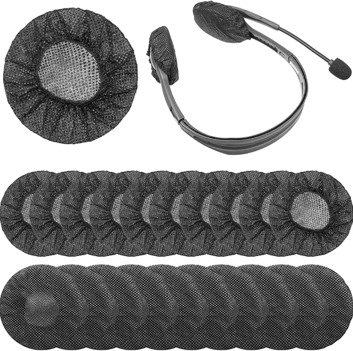 100 Pieces Headphone Earbuds Covers, Stretchable Headphone Covers for with Ear Pads Covers from 10 to 12cm (Black) - ShopVlot