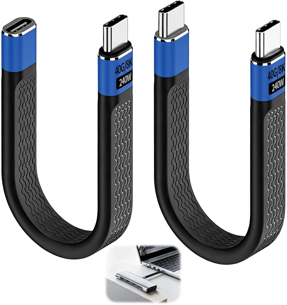 2 stuks USB4-kabel 40 Gbps oplaadkabel 240 W type C snel opladen USB C naar USB C kabel - ShopVlot