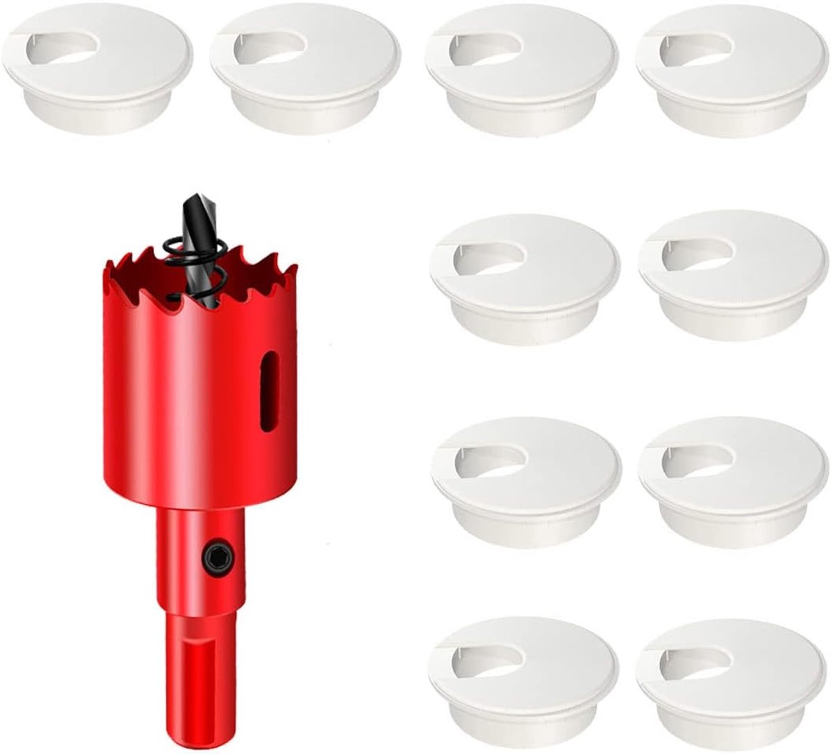 10pcs Desk Grommet Desk Cable Organise Hole Covers Office Home Table Cable with Hole Saw (White, 35mm) - ShopVlot