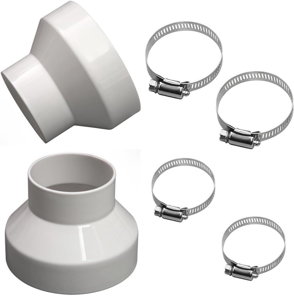 2 pieces flexible cooker hood tube adaptor, adapter for 100mm to 75mm pipes, ventilation pipe reducer and reduction - ShopVlot