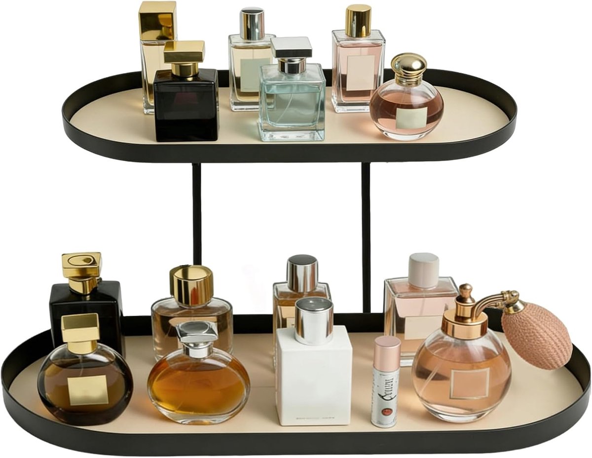 Perfume organiser made of metal, makeup organiser for dressing table, 2 layers, corner organiser, multifunctional - ShopVlot